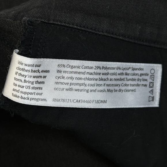 Eileen Fisher Black Straight Jeans Size 2 Organic Cotton Stretch Minimalist - Picture 7 of 7